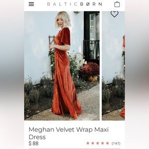 Baltic Born Meghan Velvet Wrap Maxi Dress (Rust)